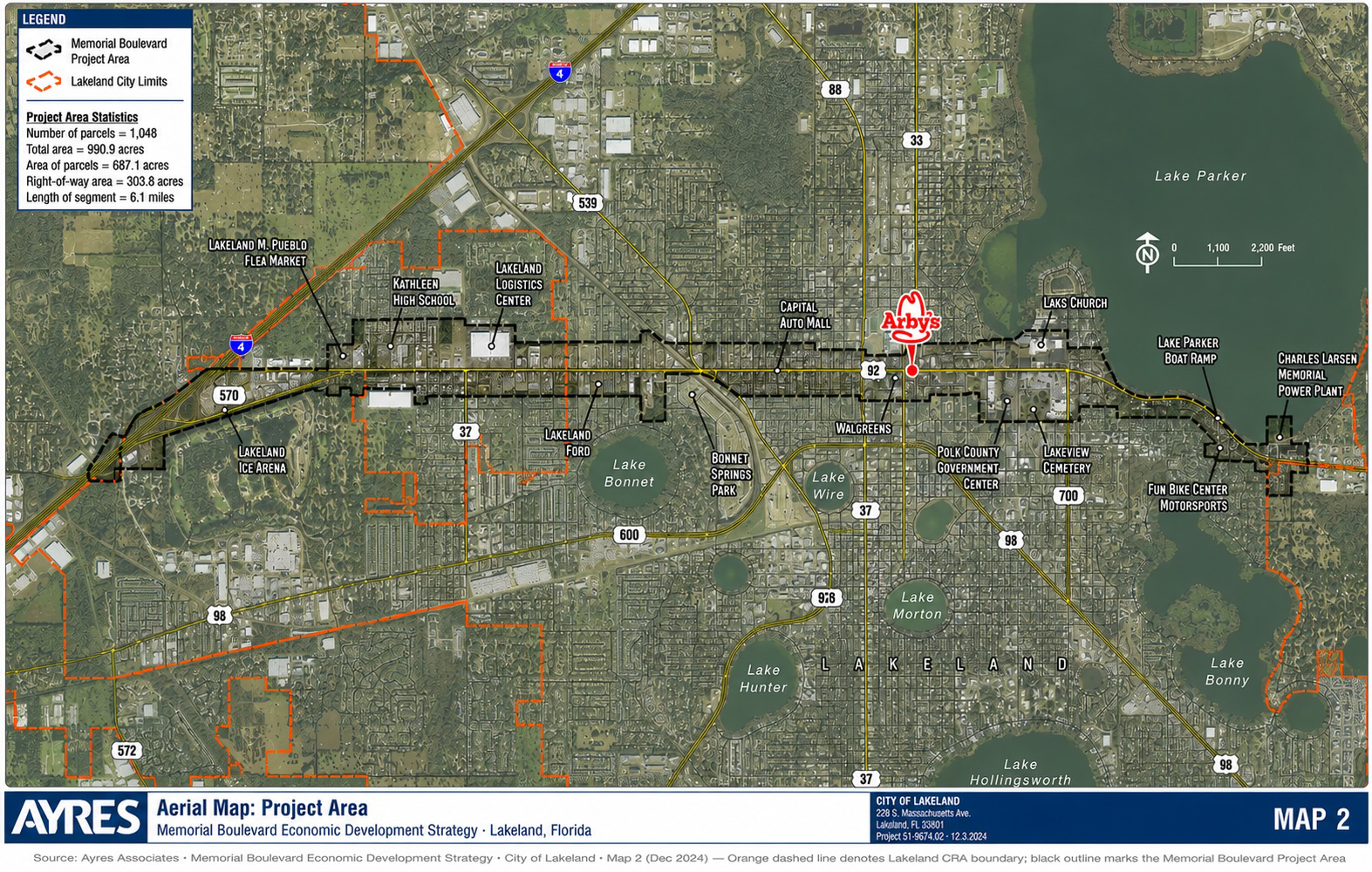 Memorial Boulevard Corridor Revitalization Study Area – Ayres Associates Map 2
